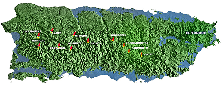 map of puerto rico towns. Relief map of Puerto Rico.