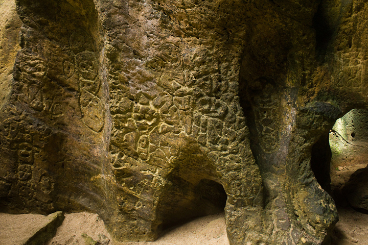 Taino Indian petroglyphs or rock carvings