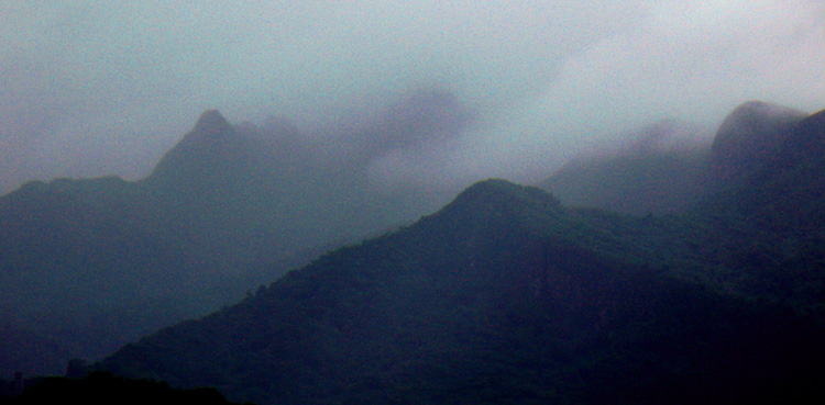 The Luquillo mountains el yunque rainforest in the mist